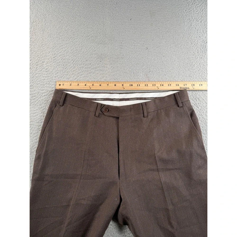 Canali Dress Pants Trousers Mens 34x28 Brown Pure Wool Italy Luxury Business